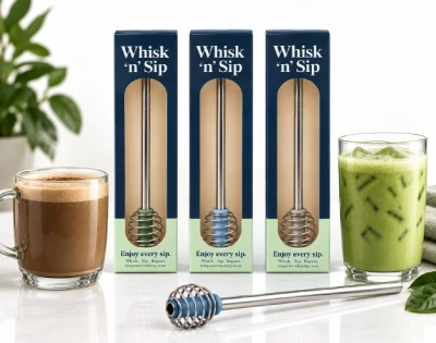 Whisk 'n' Sip packaging option with in colours.